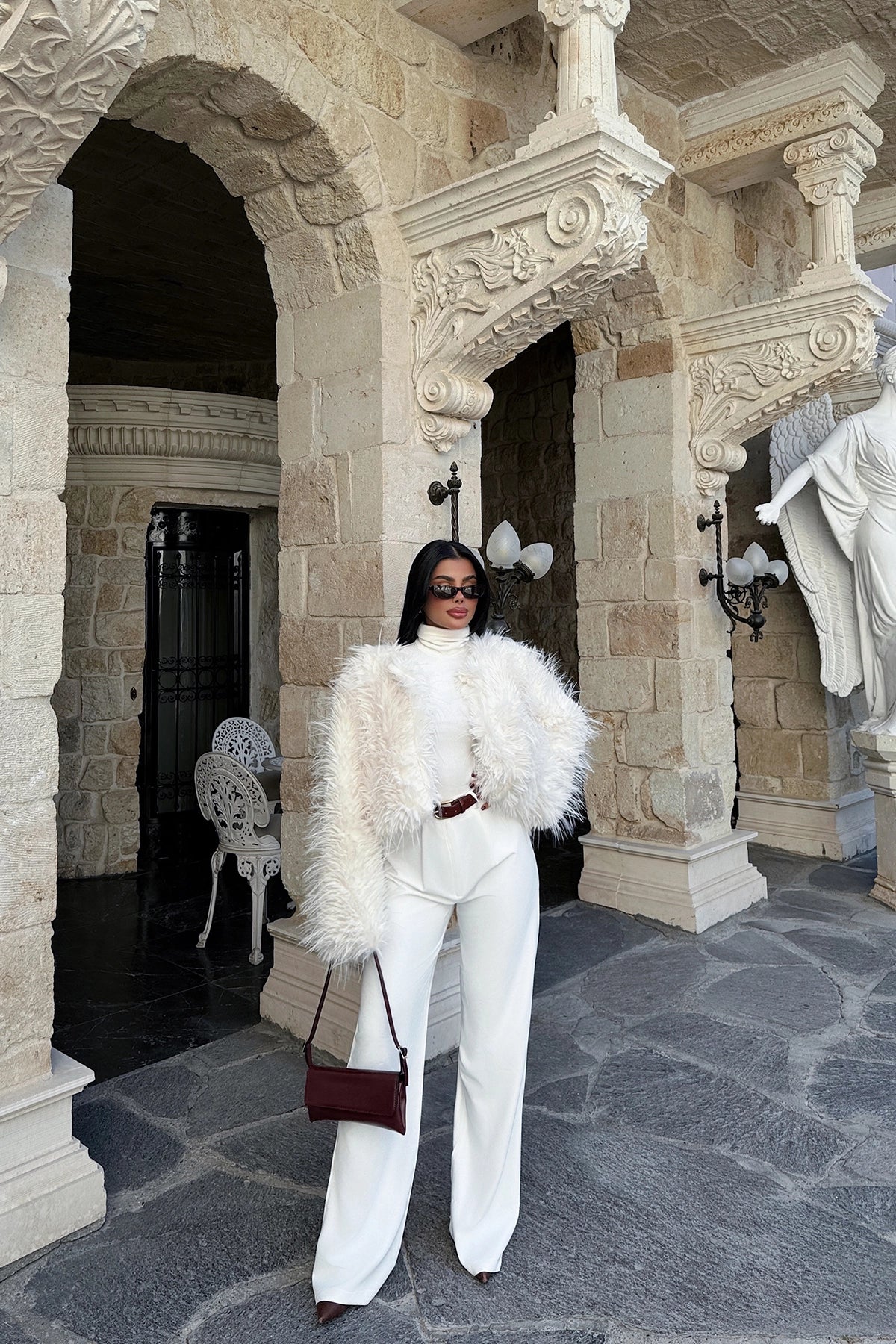 Manteau femme Blanc Synthétique Élégant