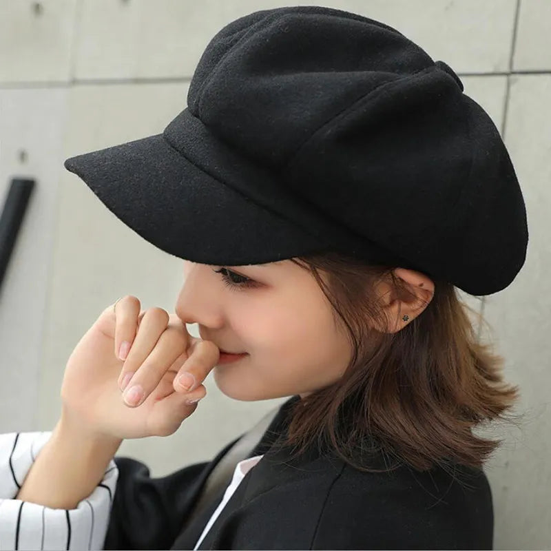 Casquette Femme Chic en Laine Gris Clair