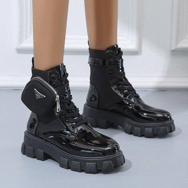 Bottes Femme Talon Plat Automne Hiver
