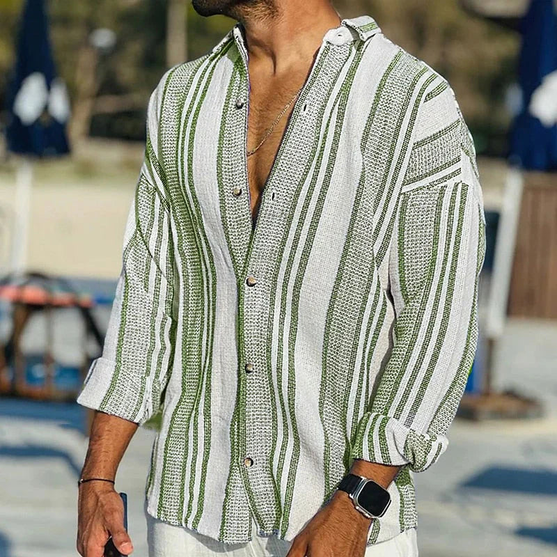 Chemise Homme Rayée Décontractée et Élégante