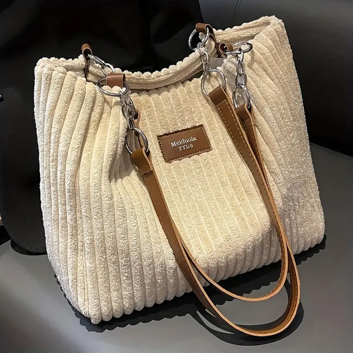 Sac à Main Grand Modèle Femme en Velours Doux avec Bandoulière Réglable