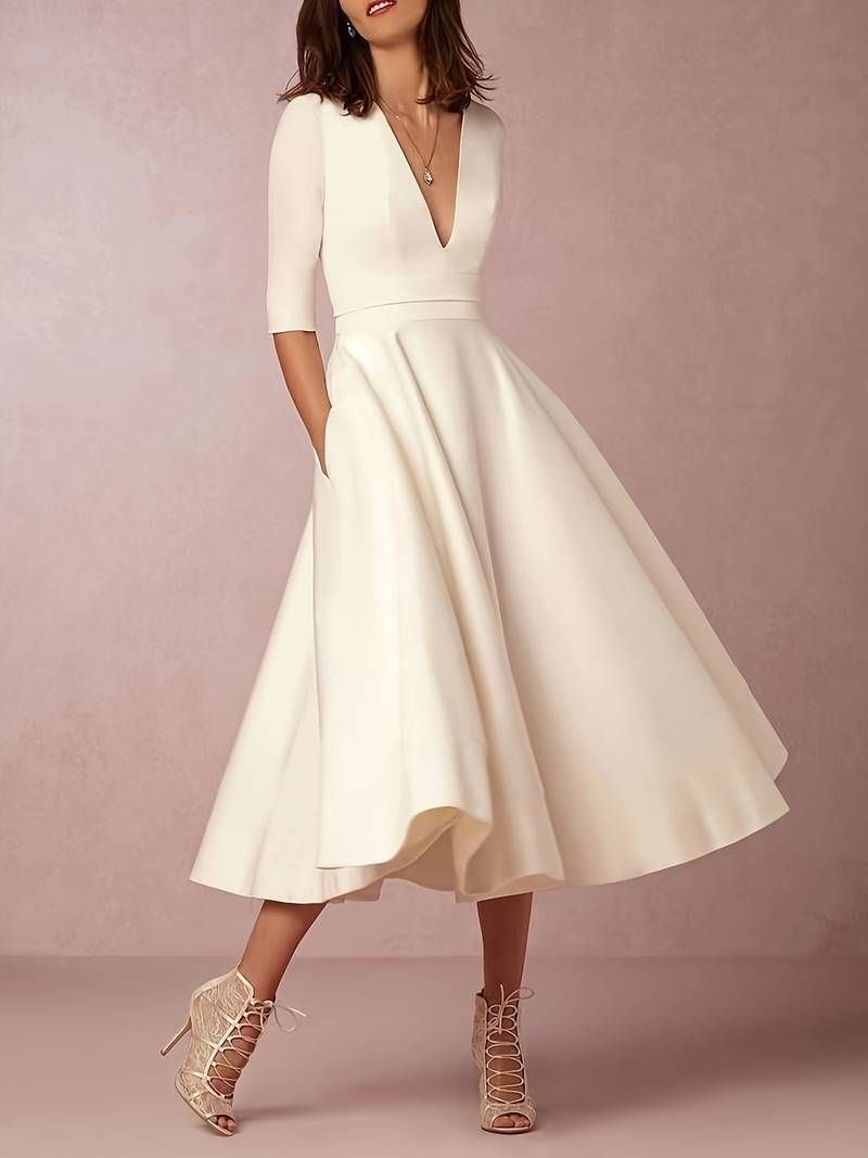 Robe Été Légère pour Femme - Col en V et Jupon Fluide - PanierRoyale