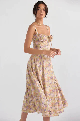 Robe Midi Colorée et Élastique