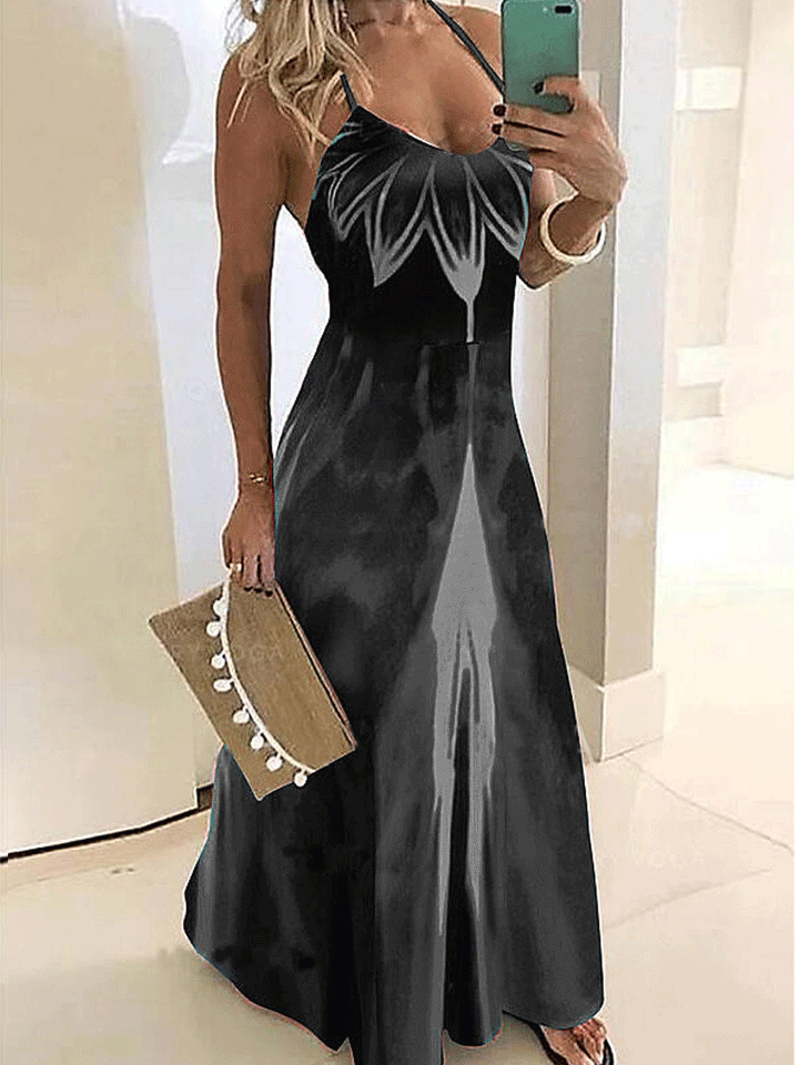 Robe Longue Été Rouge à Fleurs pour Femme