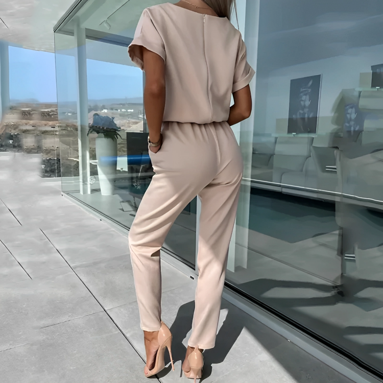 JuliaStyle™ – Combinaison Femme Chic à Manches Courtes Élégante et Polyvalente-4