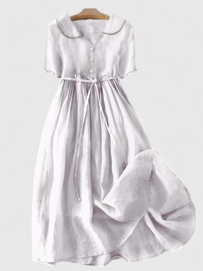 Robe Femme Courte Manches Courtes avec Boutons - BerlinGlamour