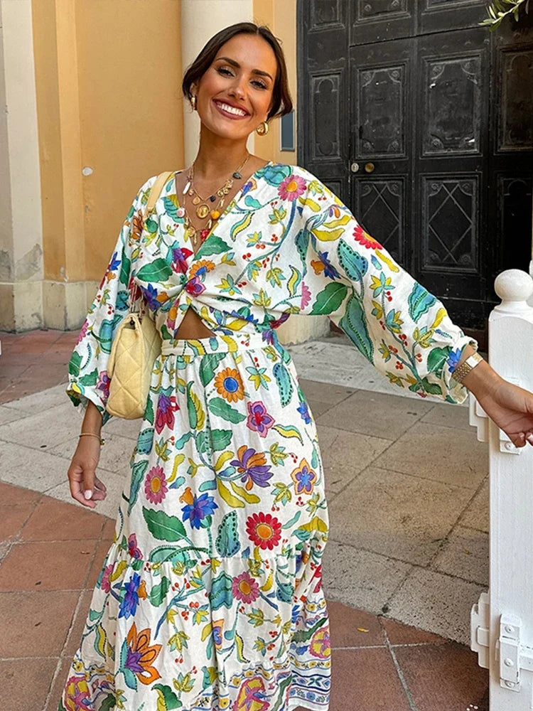 Robe Été Florale Manches Bouffantes pour Femmes - PanierRoyale
