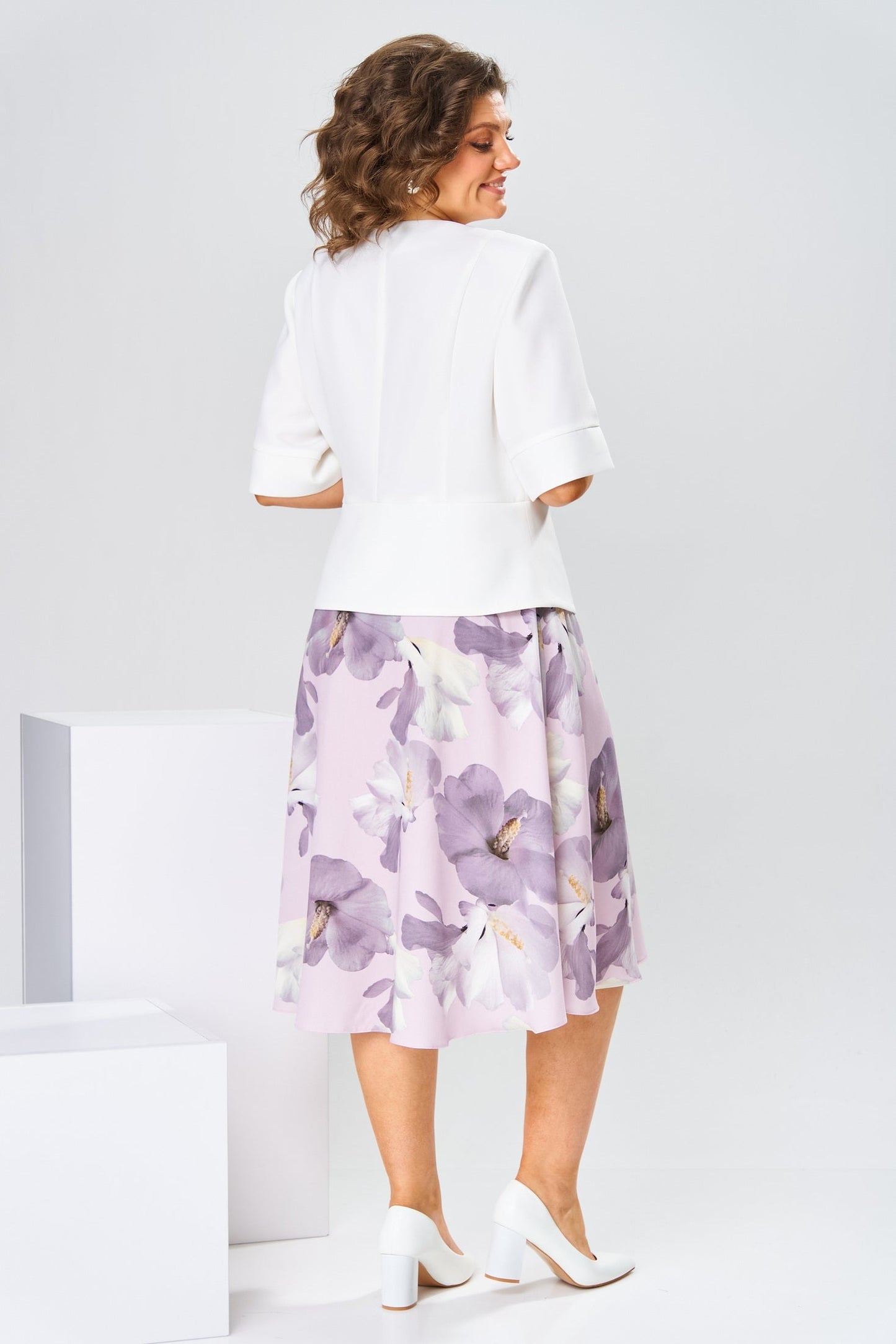 Robe midi Femme Coton Soie Fluide Manches Courtes