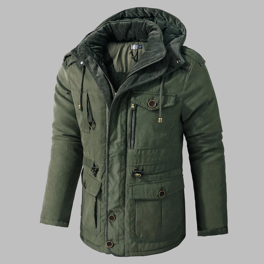 Veste Hiver Homme Capuche Multi-Poches Imperméable