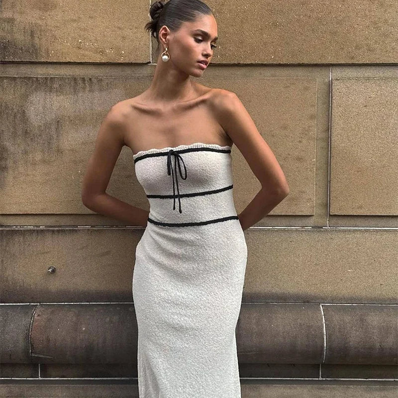 Olivia™ – Ensemble Tailleur Femme Élégant avec Haut Bandeau et Jupe Longue-3