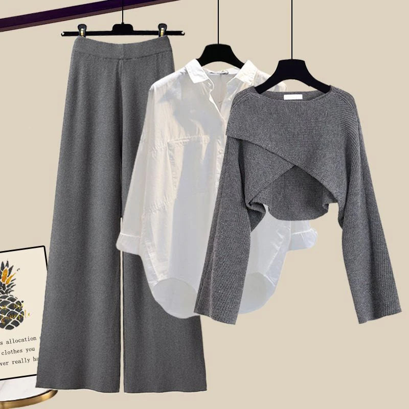 Costume Femme Blanc et Gris Élégant - PanierRoyale