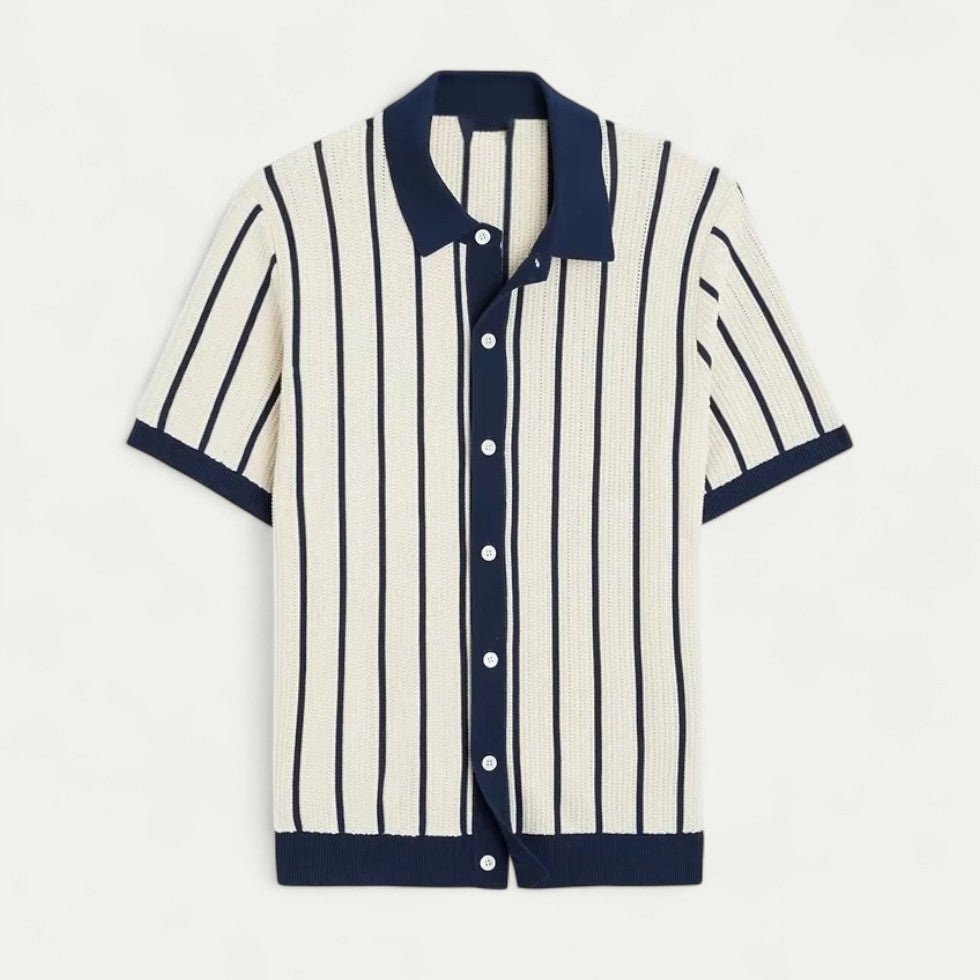 Chemise Homme Manches Courtes Rayée Lin pour Été - PanierRoyale
