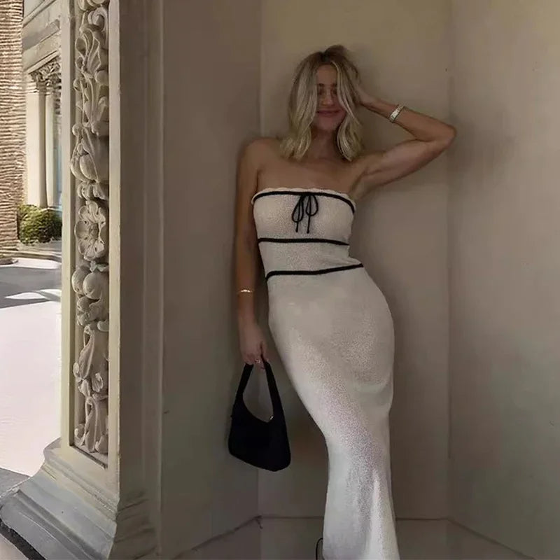 Olivia™ – Ensemble Tailleur Femme Élégant avec Haut Bandeau et Jupe Longue-2