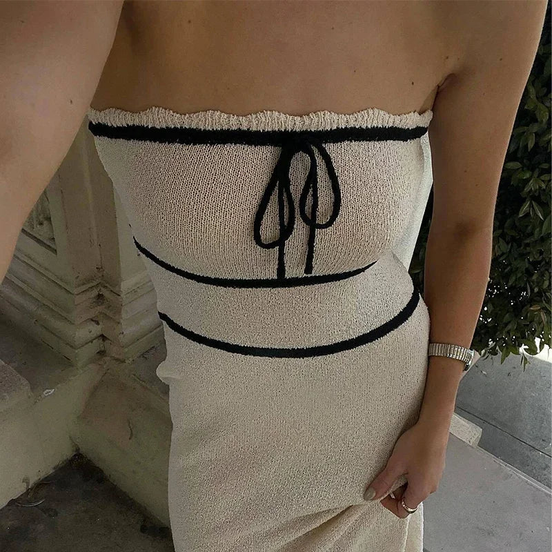 Olivia™ – Ensemble Tailleur Femme Élégant avec Haut Bandeau et Jupe Longue-6