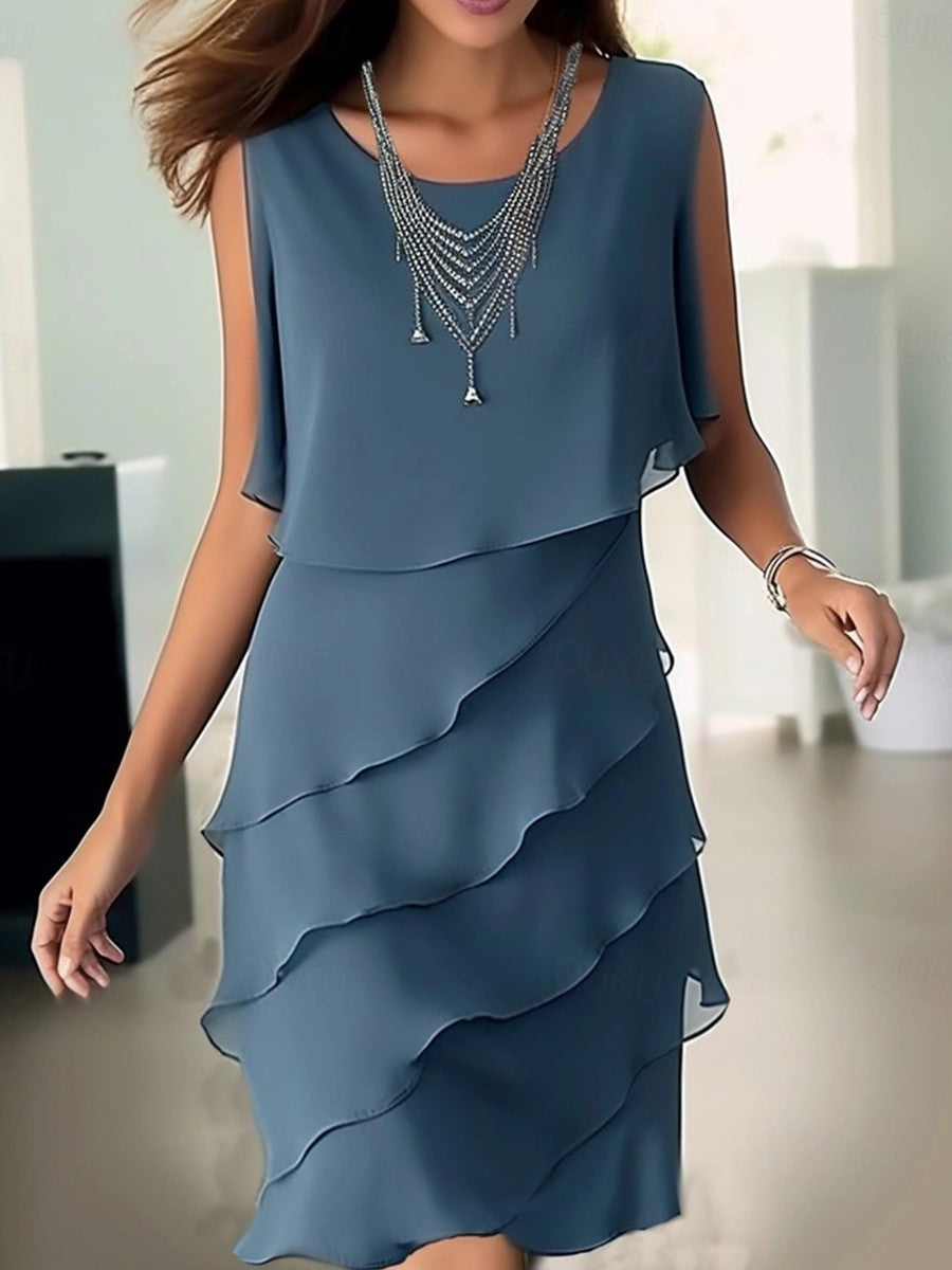 Robe Été Femmes Col Rond et Volants Décontractée - PanierRoyale