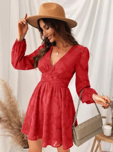 Robe Courte Été pour Femme Col V Décolleté