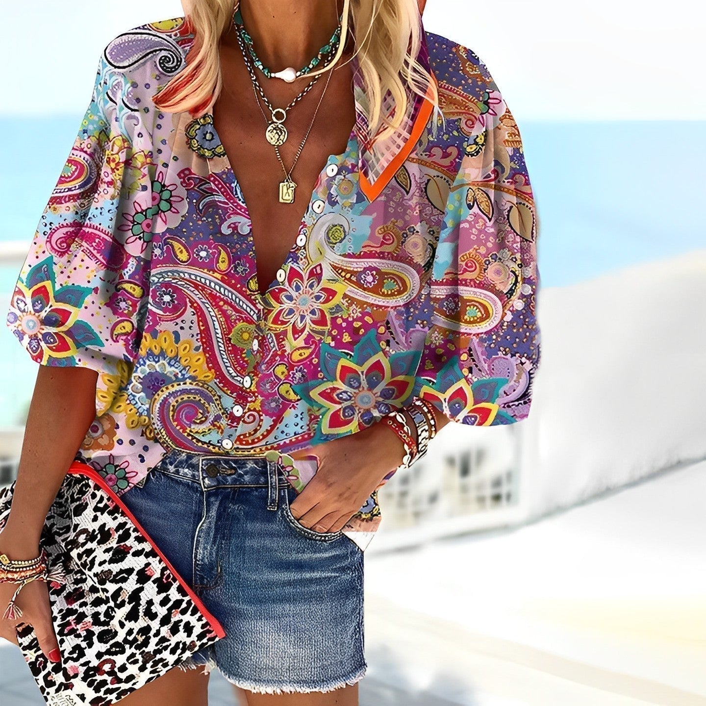 Blouse Femme Élégante en Maille Colorée avec Manches Longues - PanierRoyale