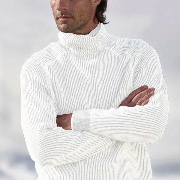 Pull Côtelé Homme Chaud et Confortable Beige