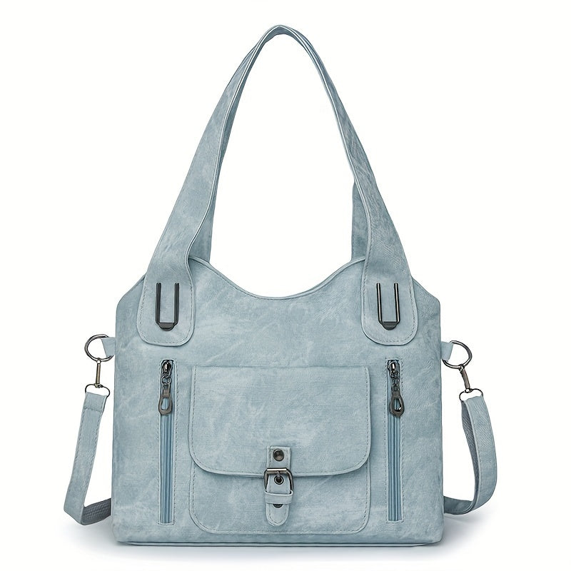 Sac à main cuir marron avec fermeture et poches intérieures