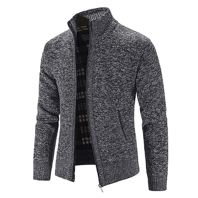 Pull zippé homme chaud et doux pour hiver