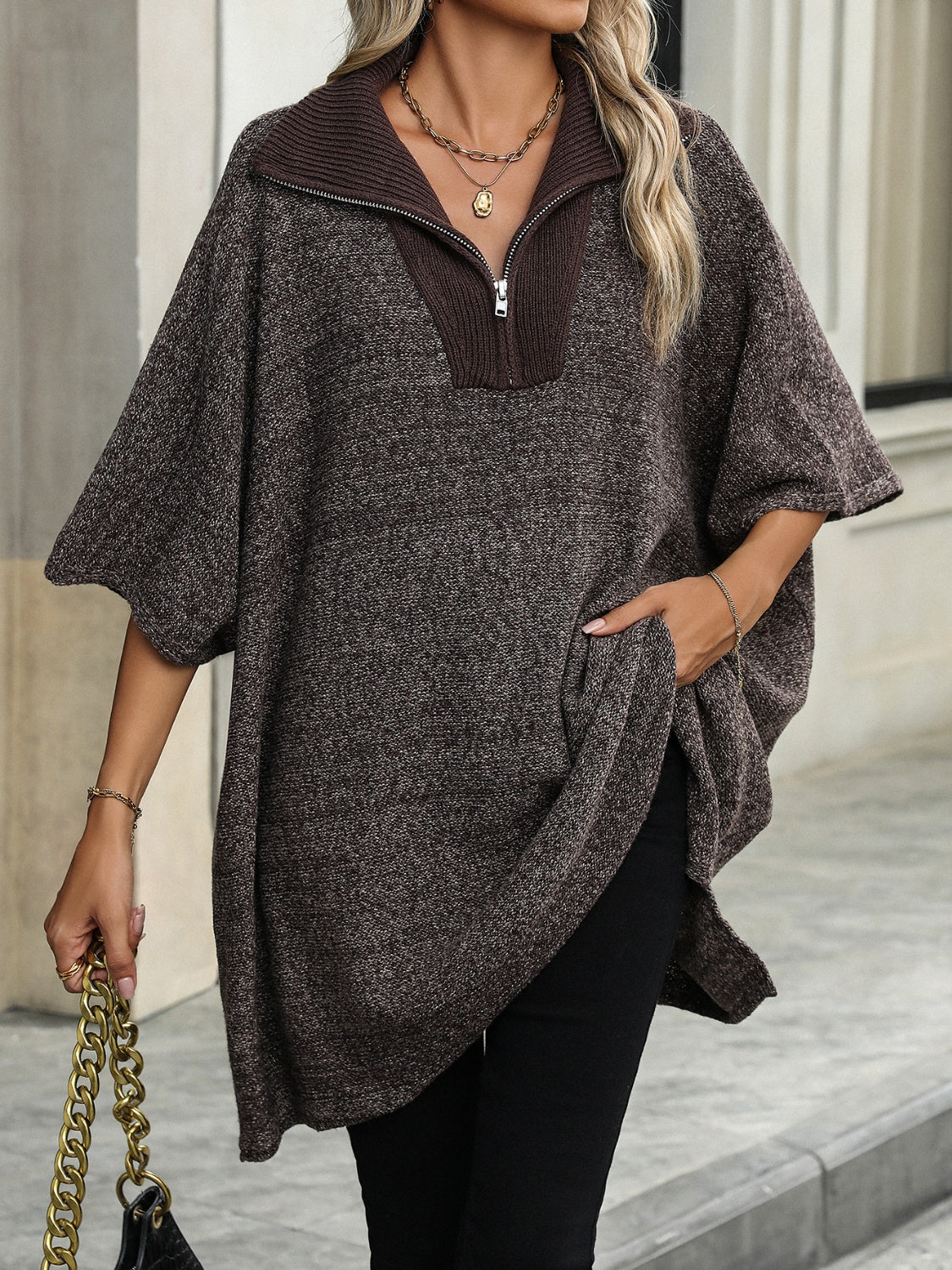 Pull Col Montant Beige Femme Chaud et Élégant
