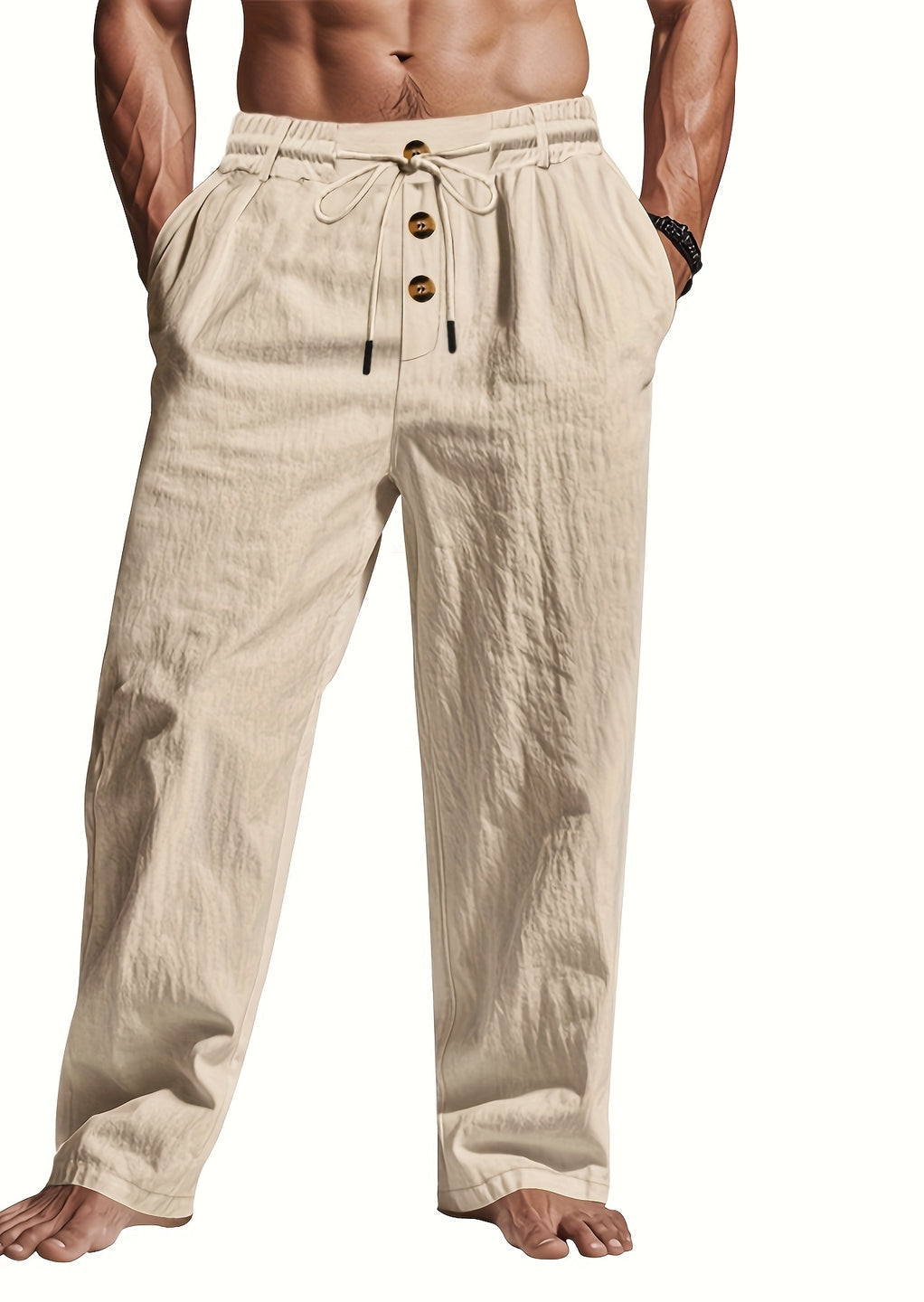 Pantalon Court Homme Léger avec Ceinture Élastique