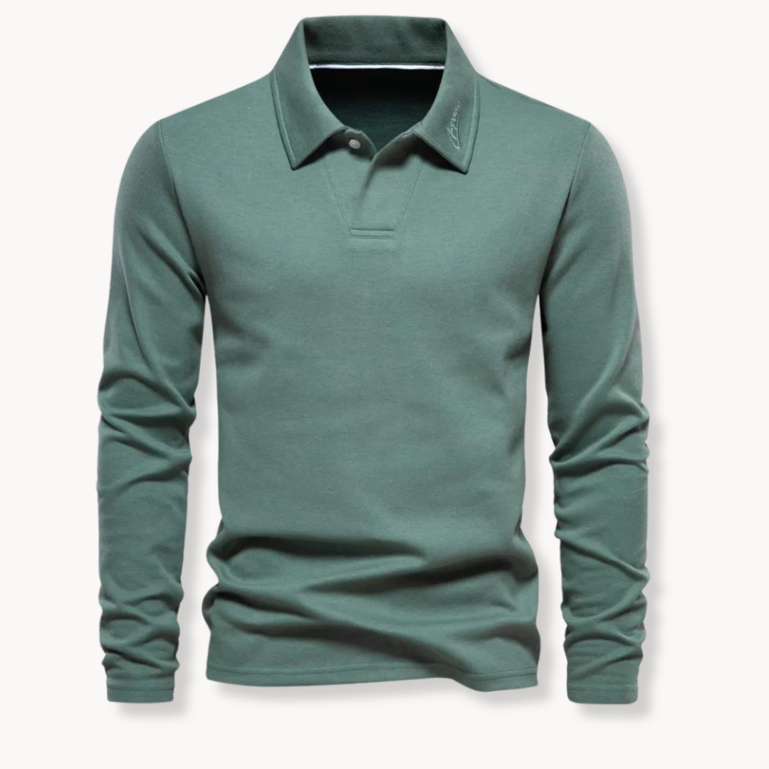 Chemise Polo Homme Marine Manches Longues Coton Classique