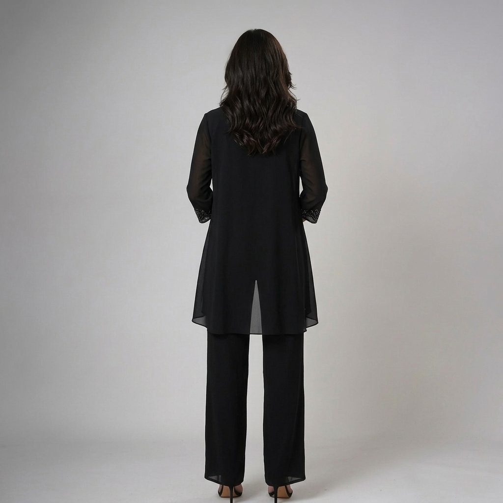 Ensemble Trois Pièces Femme Pantalon Coupe Ajustée Chic