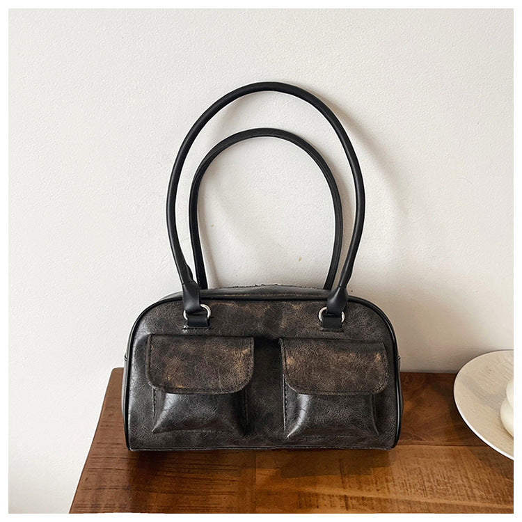 Sac à Épaule Femme Structuré Poches à Rabat Format Allongé