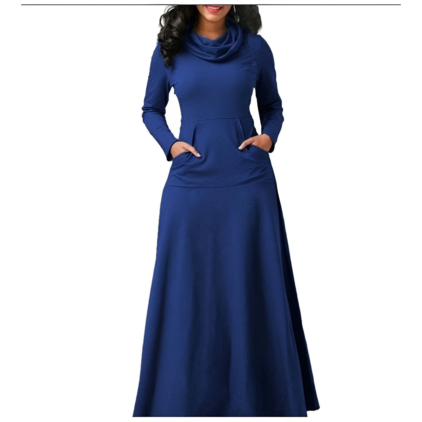 Robe Femme Longue Noire Manches Longues Élégante