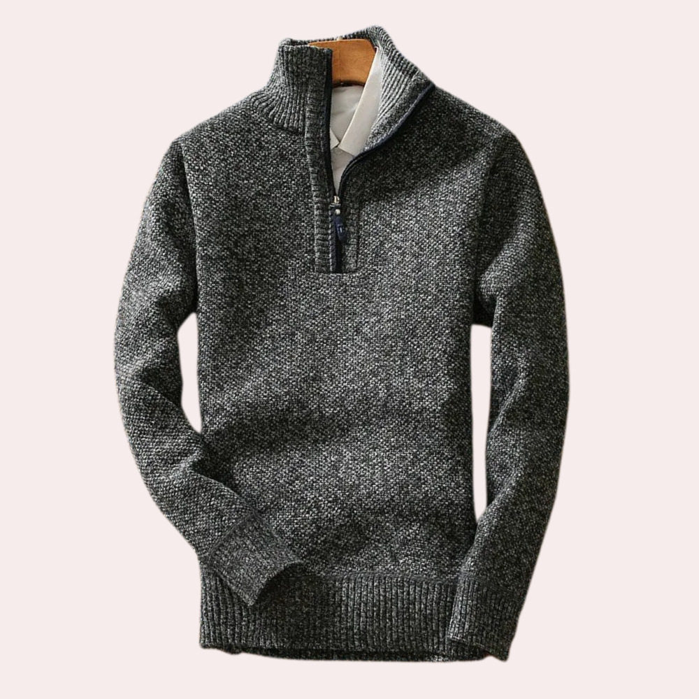 Pull Homme Col Montant Zippé Sport
