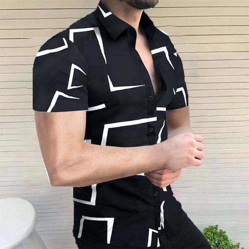 Chemise Homme Manche Courte Imprimée Colorée