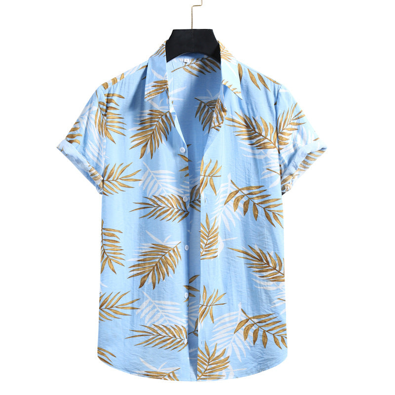 Chemise Homme Courte Manche Fleurs Été