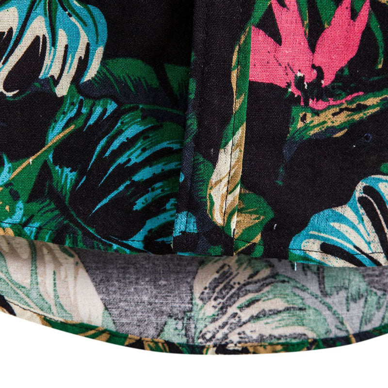 Chemise Homme Court Manches Fleurs Coton