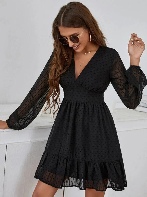 Robe Florale Élégante Manches Longues