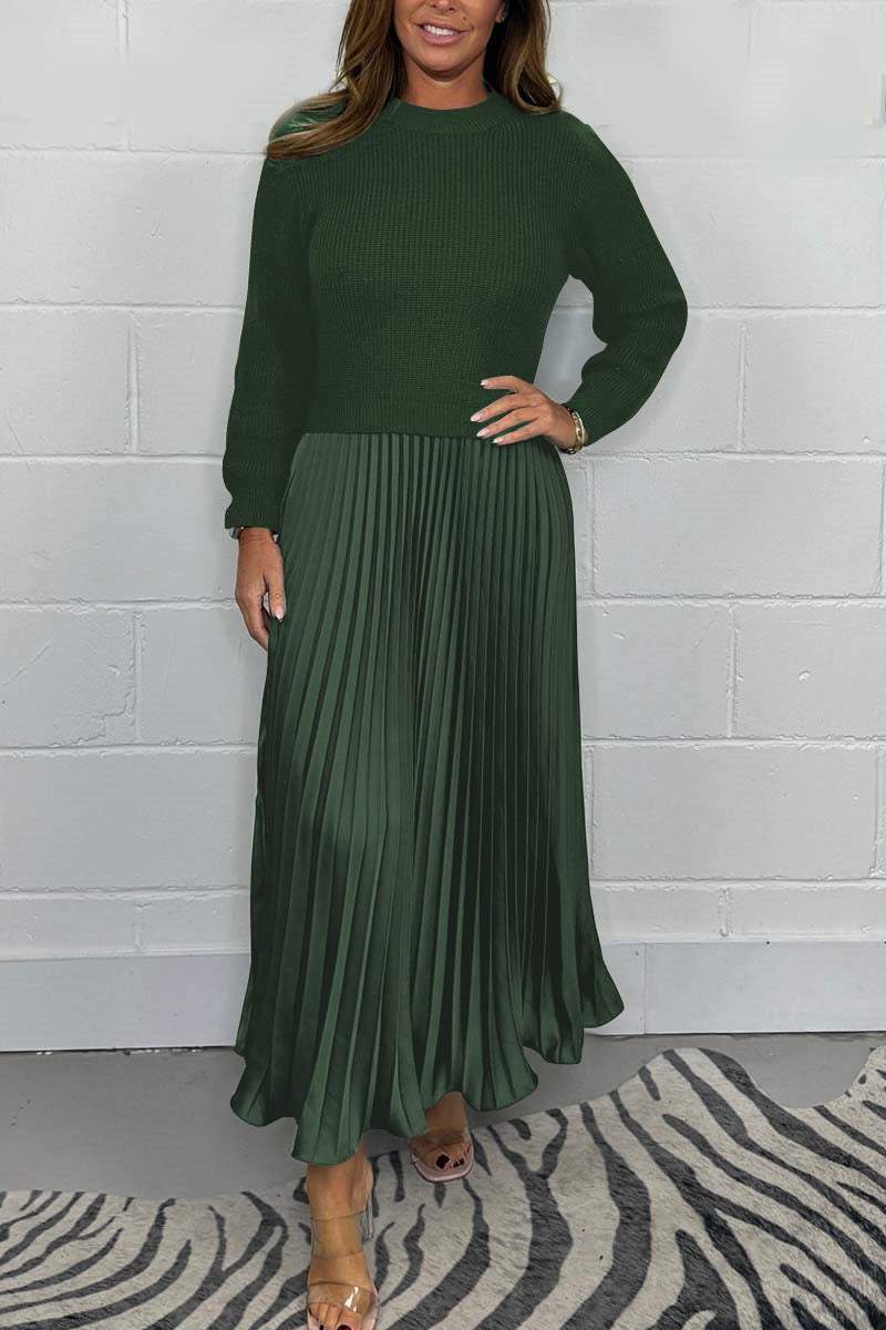Robe Femme Automne - Pull Doux en Maille Fine avec Ourlet Plissé