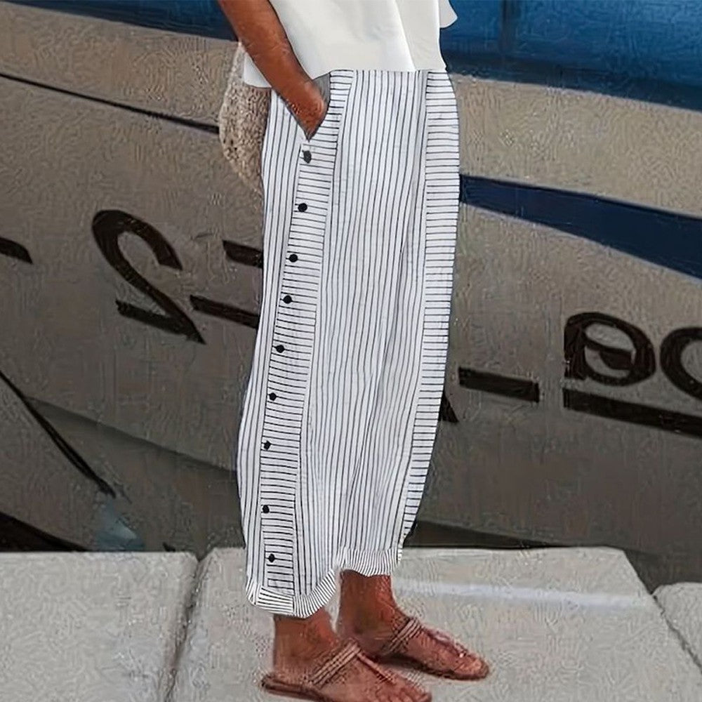 Pantalon Femme Confortable à Poches avec Coupe Détendue