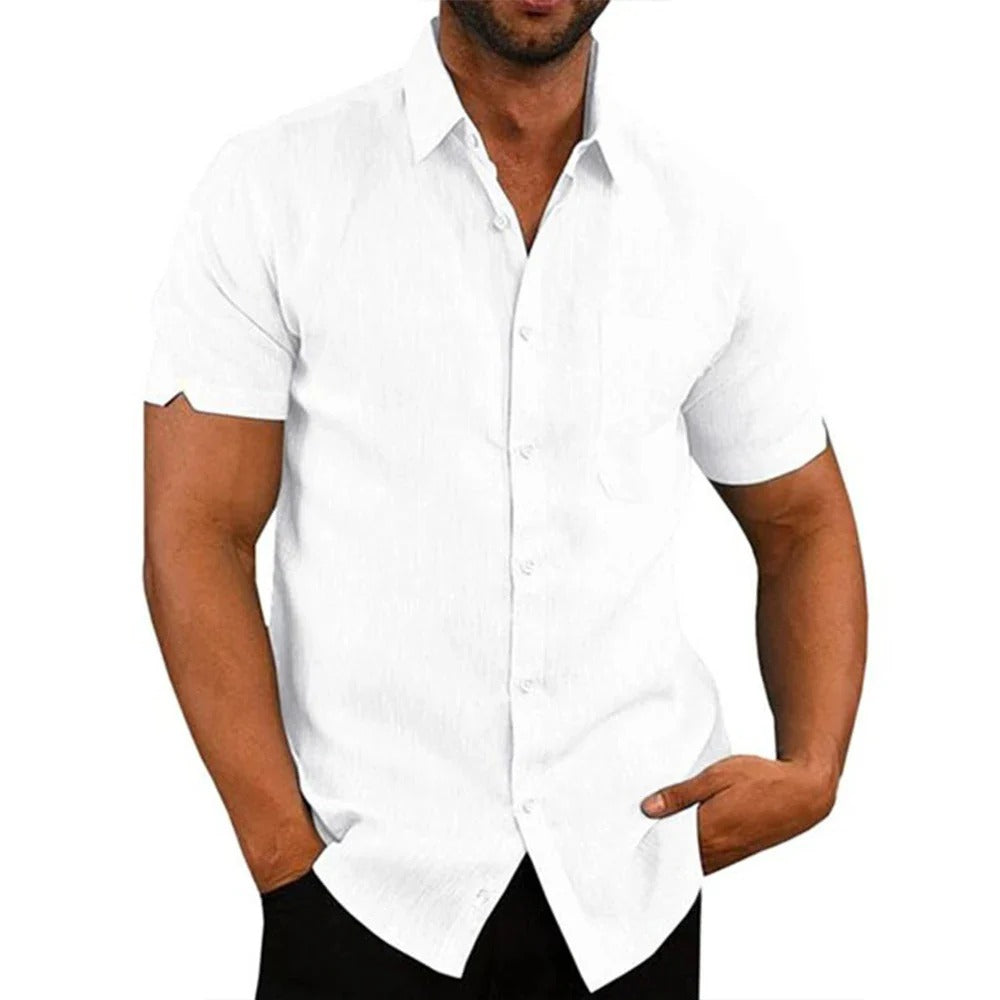 Chemise Homme Coton Classique Col Revers Grande Taille