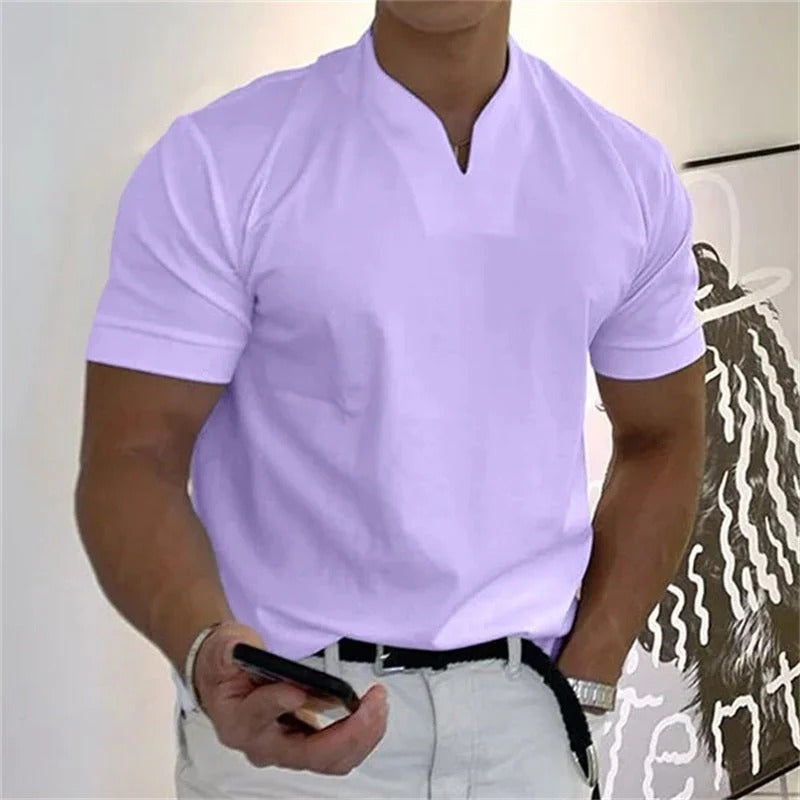 T-Shirt Homme Classique Manches Courtes Col V