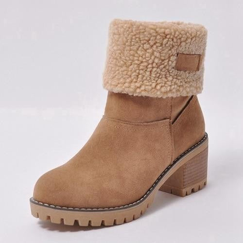 Bottes Femmes Hiver à Talon Haut Fermeture Éclair Chaussures