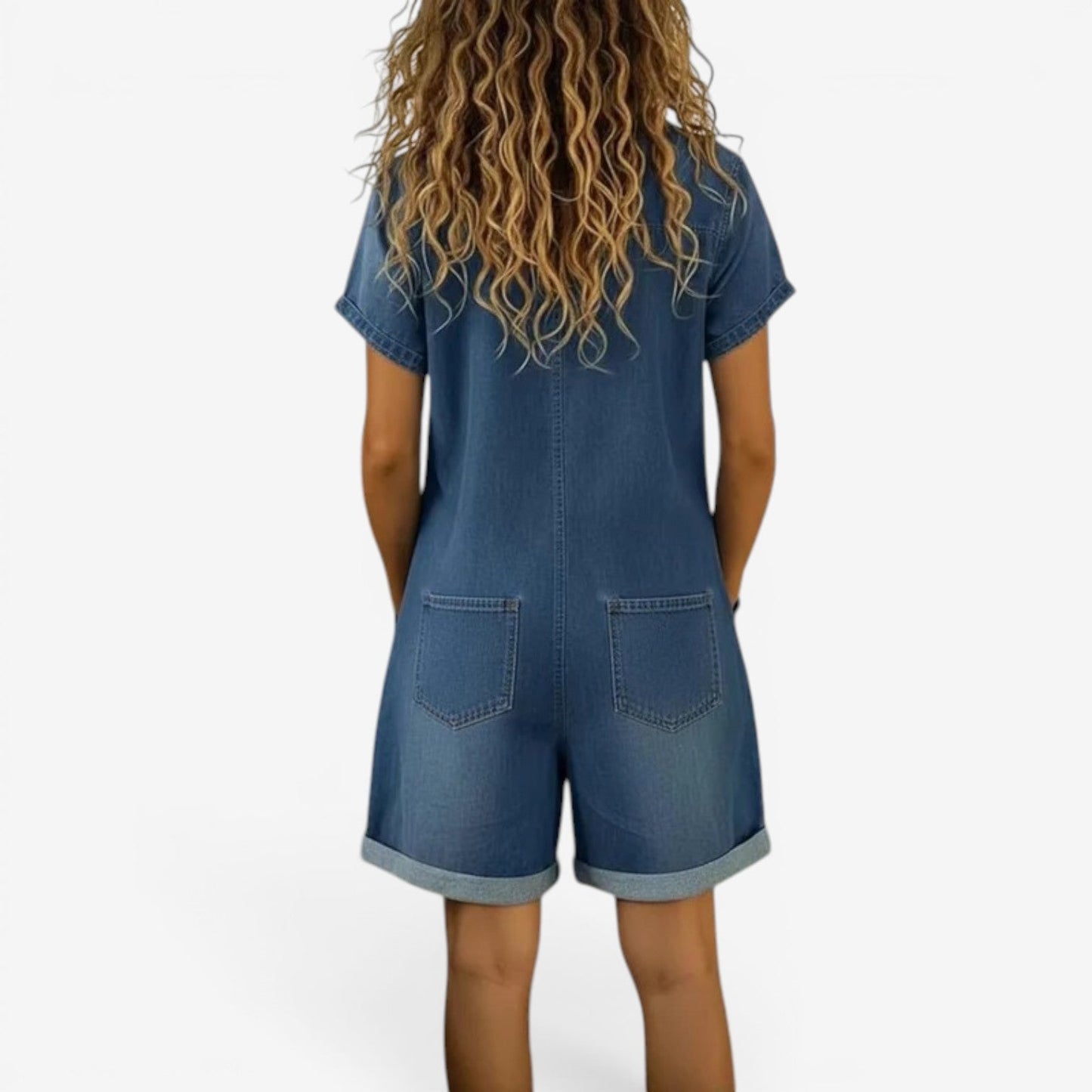 Combinaison Short Femme Denim Coupe Décontractée