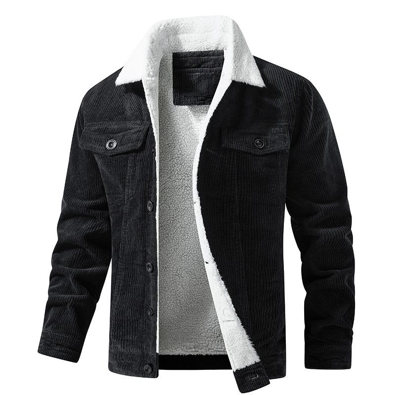 Veste Polaire Homme Noir Épais et Chaud en Velours