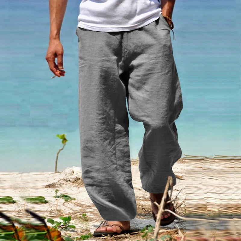 Pantalon Lin Clair Décontracté pour Été