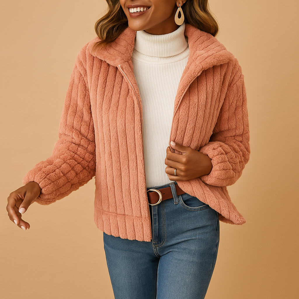 Veste mi-saison fausse fourrure élégante pour femme