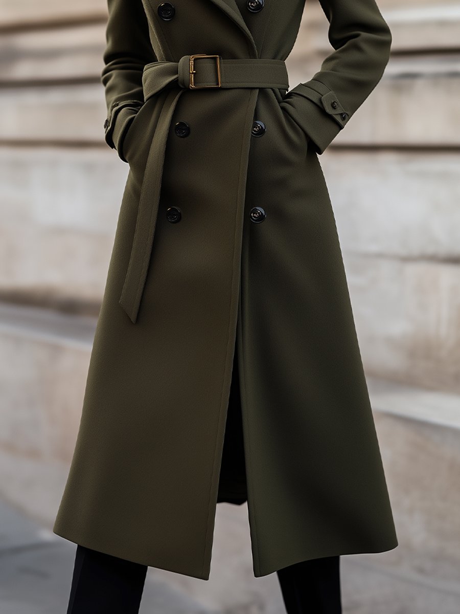 Manteau Femme Hiver Long Trench avec Ceinture