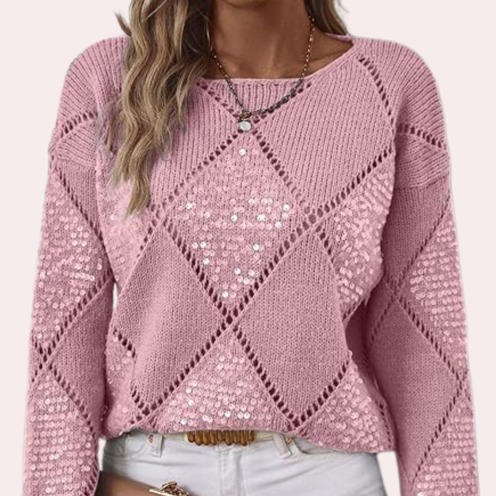 Pull en maille à paillettes féminin et tendance