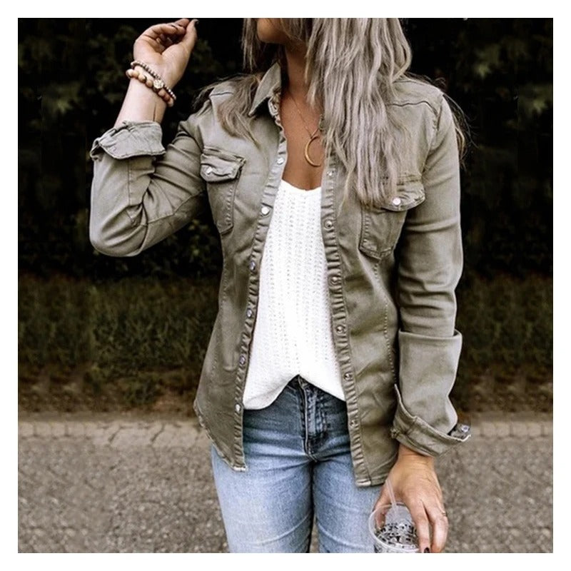 Veste Jean Femme Slim Fit Boutons Modernes