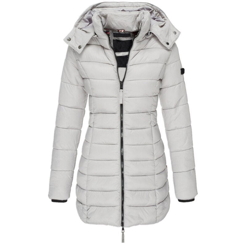 Manteau femme hiver chaud avec capuche amovible bleu marine
