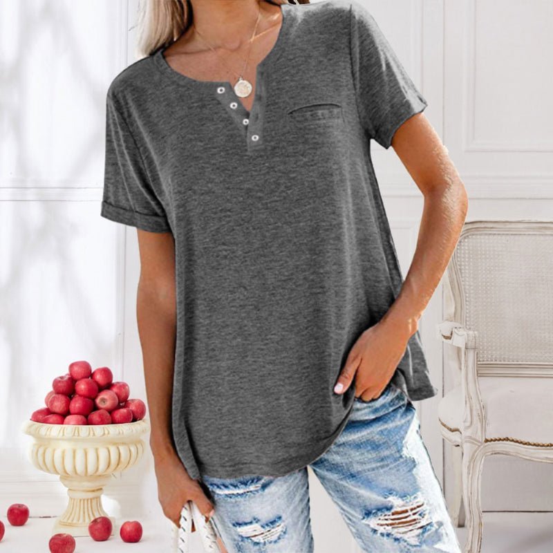 T-Shirt Femme Décontracté Col Rond Manches Courtes