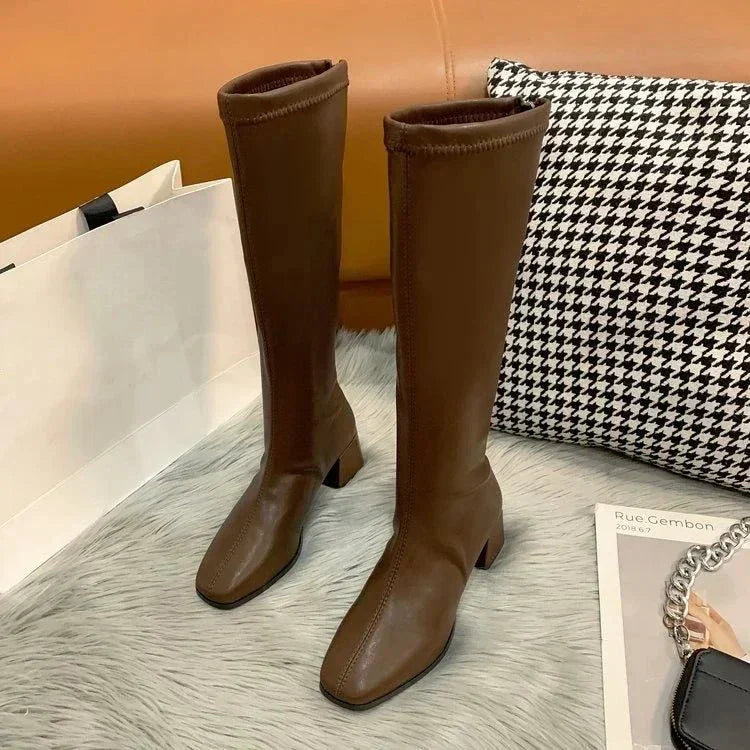 Bottes Femme Talons Hauts Élégantes Hiver